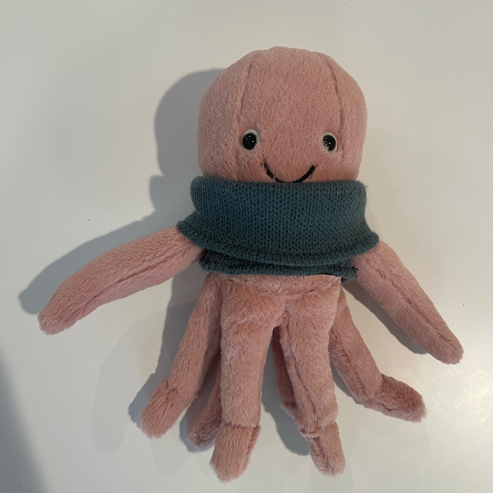 Jellycat Pink Octopus with Teal Scarf